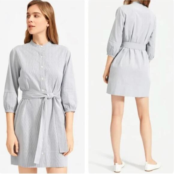 EVERLANE The Cotton Weave Collarless Shirtdress Size 8 - Picture 1 of 8